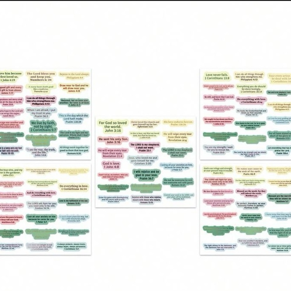 100 Bible Verse Stickers Christian Inspirational Scripture Green Journal Laptop - Picture 3 of 5
